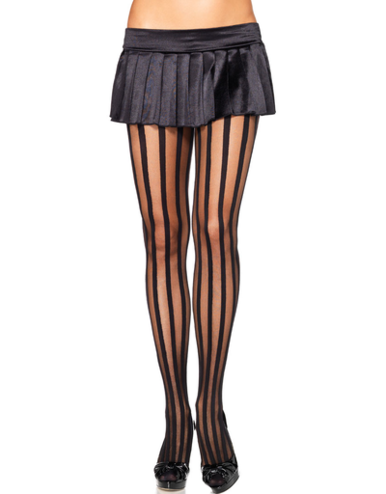 PANTYHOSE-SHEER W/VERTICAL STRIPE, BLACK