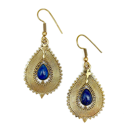 Faire/Anju Jewelry EARRINGS-TANVI GOLD W/LAPIS