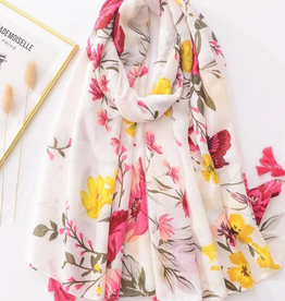 Faire/Beauty & Comfort SCARF-YELLOW/PINK FLORAL