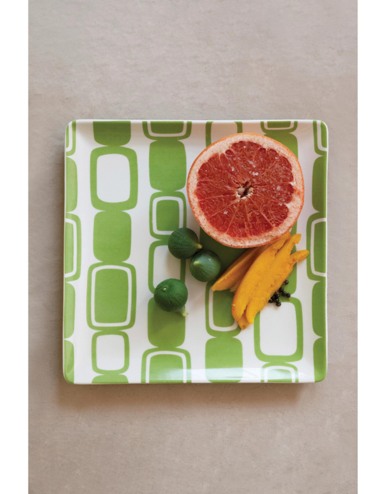 PLATE-PATTERN-GREEN/WHITE RECTANGLE