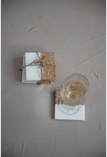 COASTERS-MARBLE/CARVED WOOD SQ