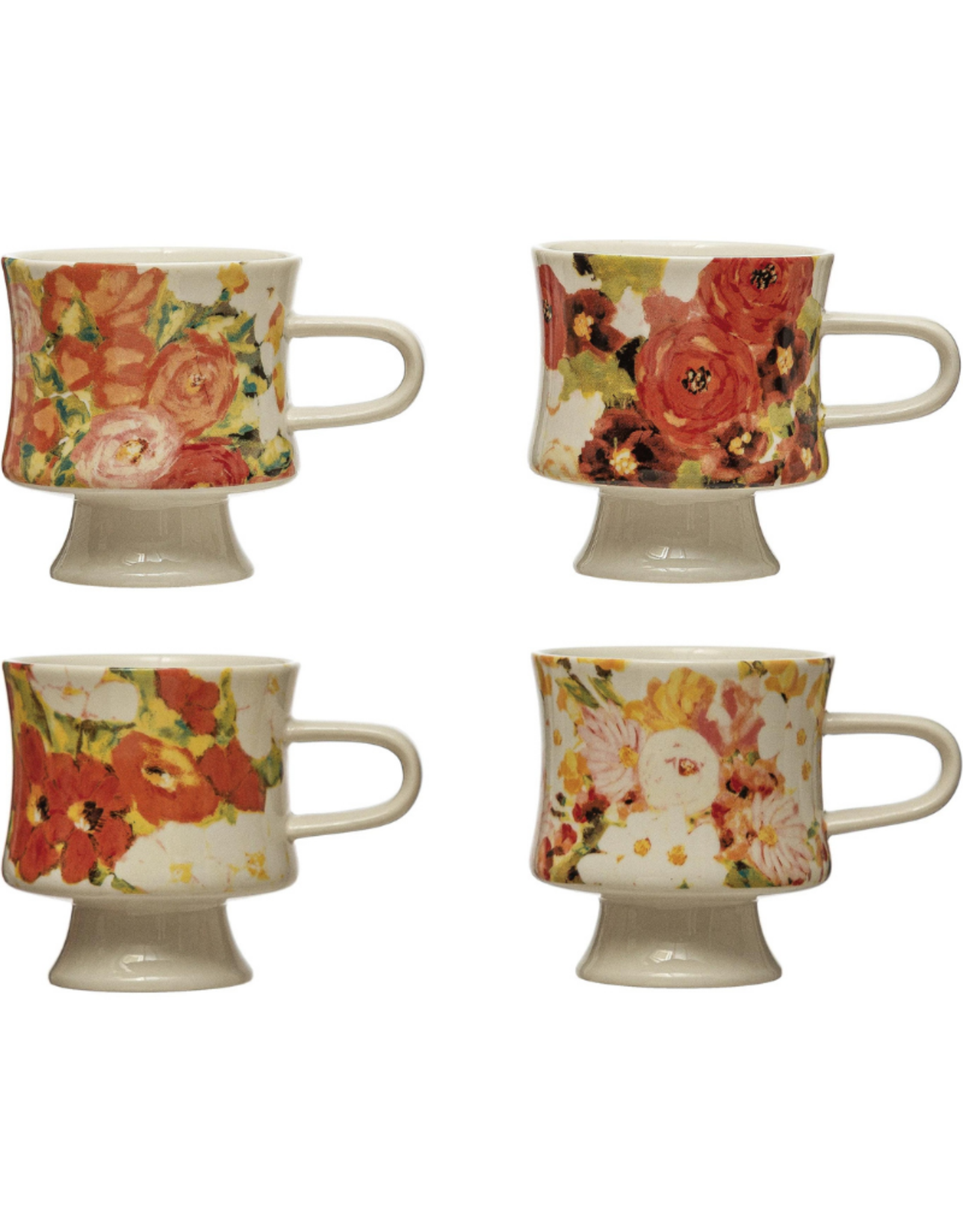 MUG-FLORAL-FOOTED 4 ASST STYLES