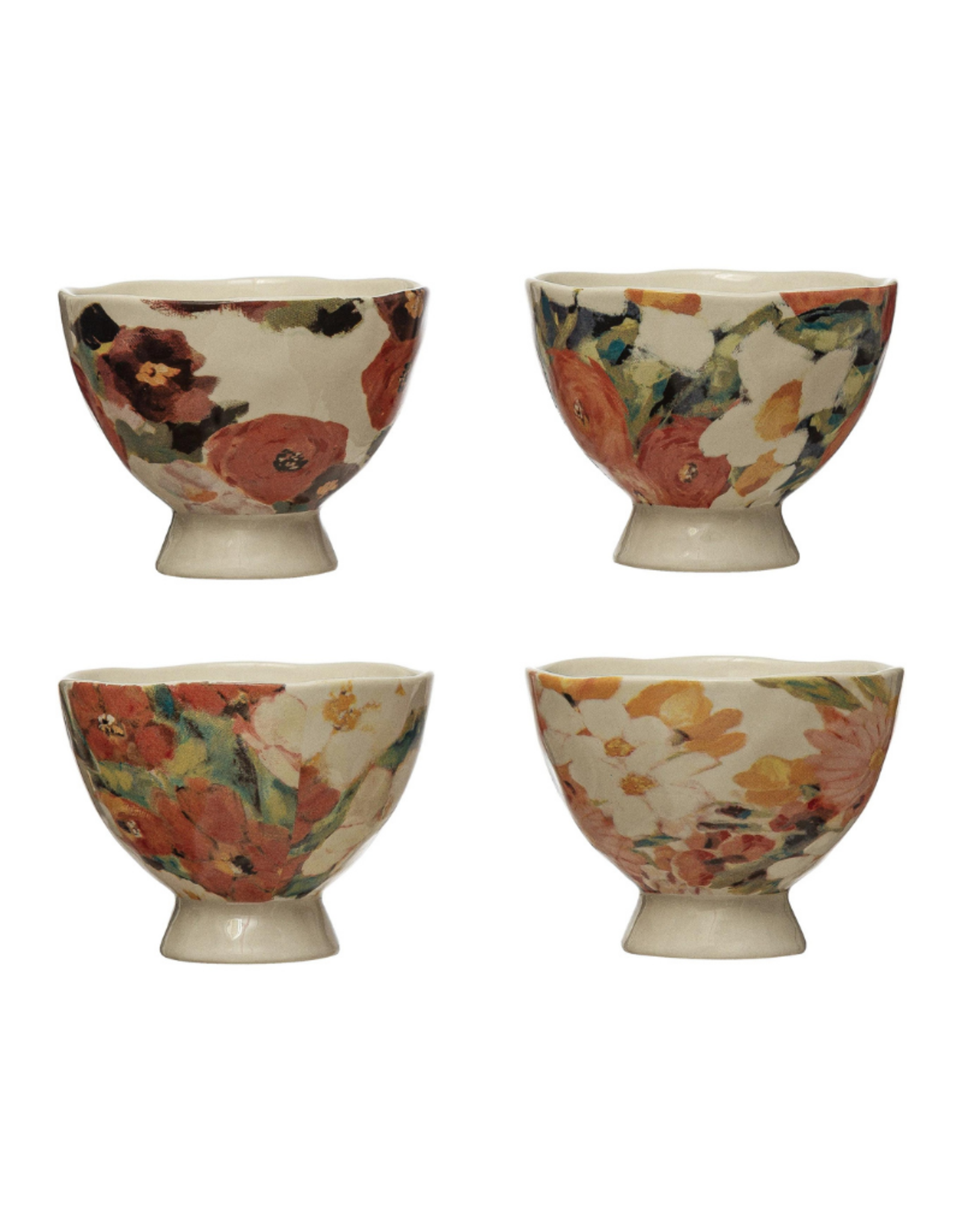 BOWL-FLORAL-FOOTED, 4 ASST STYLES