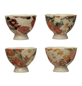 BOWL-FLORAL-FOOTED, 4 ASST STYLES