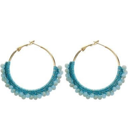 Faire/Island Designs EARRINGS-CROCHET HOOP TURQ