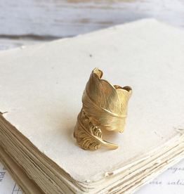 RING-RAVEN FEATHER WRAPPED GOLD