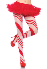 PANTYHOSE-XMAS-CANDY STRIPED, RED/WHT