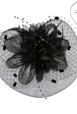 FASCINATOR-SATIN FLWR MESH VEIL