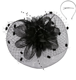 FASCINATOR-SATIN FLWR MESH VEIL