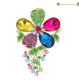 BROOCH-GEMSTONE-BLOOM FLWR