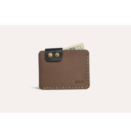WALLET-CARD, W/SNAP CLOSURE, LEATHER, BROWN