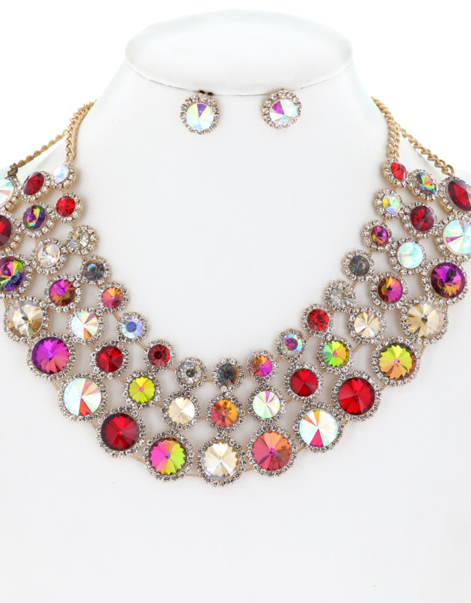 NECKLACE SET-RHINESTONE-COLLAR 3 ROWS