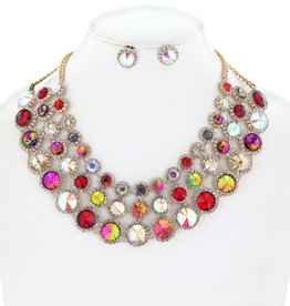 NECKLACE SET-RHINESTONE-COLLAR 3 ROWS