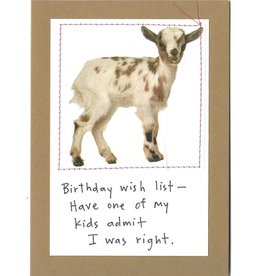 Faire/Visual Treats CARD-BIRTHDAY "HAVE ONE OF MY KIDS" GOAT