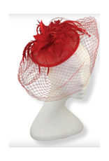 FASCINATOR-DISC W/NETTING/FTRS RED