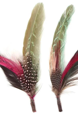 HAT TRIM-FEATHER-PHEASANT HACKLE GUINEA-CHAMPAGNE/MINT/NAT