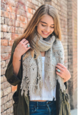 Faire/Leto Accessories SCARF-KNIT FEATHER BOHO