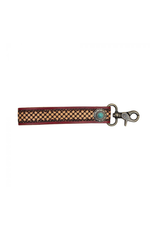 Myra Bag KEY FOB-LEATHER TOOLED W/TURQ