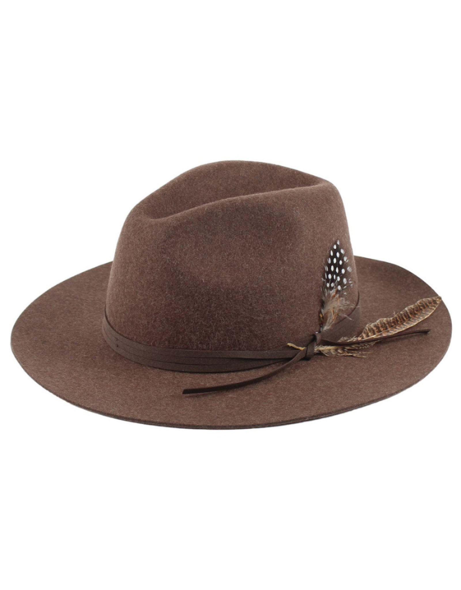 HAT-FEDORA W/CROSS BAND W/FTRS