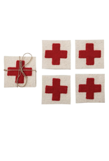 COASTERS-WOOL FELT-SWISS CROSS RED/WHT