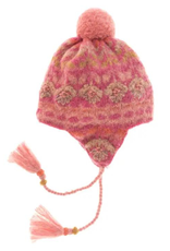 Faire/French Knot HAT-HOOD-EARFLAP-COZY FLORAL, PINK