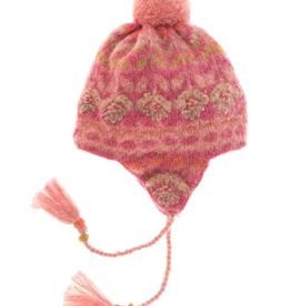 Faire/French Knot HAT-HOOD-EARFLAP-COZY FLORAL, PINK