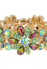 BRACELET-RHINESTONE-FLORAL STRETCH