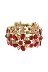 BRACELET-RHINESTONE-FLORAL STRETCH