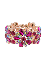 BRACELET-RHINESTONE-FLORAL STRETCH