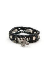 Faire/Anju Jewelry BRACELET-AADI BLK/CRM W/BEE