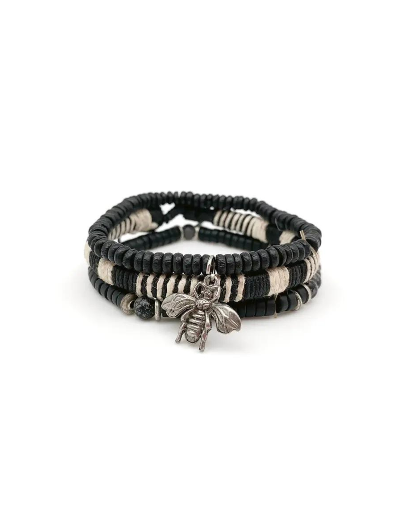 Faire/Anju Jewelry BRACELET-AADI BLK/CRM W/BEE