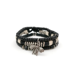 Faire/Anju Jewelry BRACELET-AADI BLK/CRM W/BEE