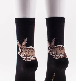 SOCKS-CREW-BUNNY, BLACK, O/S