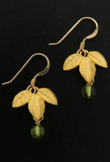 Faire/Sosie Designs EARRINGS-GOLD EXOTIC M LEAF W/PERIDOT