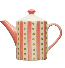 TEAPOT-PATTERN W/STRAINER PK/GRN