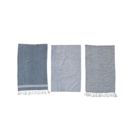 TEA TOWEL-COTTON-BLU/WHT SET OF 3