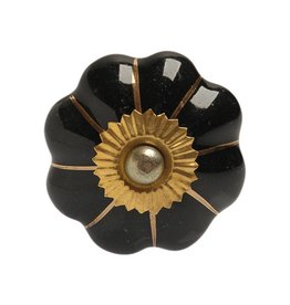 Keena/Tranquillo KNOB-FLOWER SHAPE-BLK W/GOLD