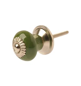 Keena/Tranquillo KNOB-ROUND ON BASE-GREEN W/GOLD