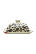 Keena/Tranquillo BUTTER DISH-FLORAL BLK/WHT 2 PC