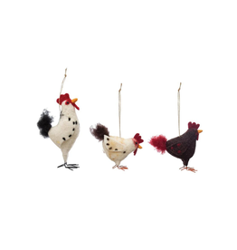 ORNAMENT-FELT-HEN/ROOSTER, ASST