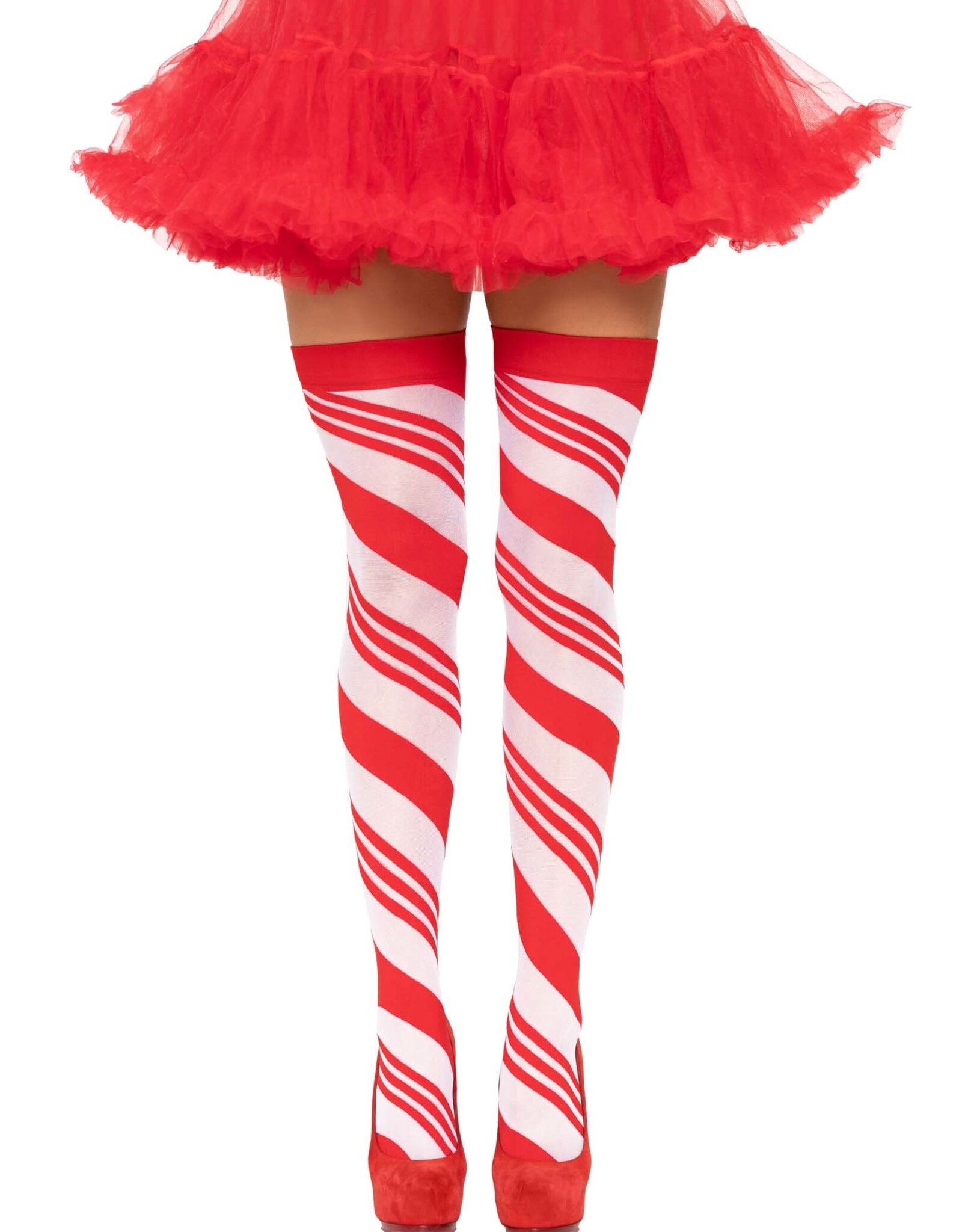 THIGH HIGH-XMAS-CANDY CANE RED/WHT