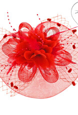 FASCINATOR-SATIN FLWR MESH VEIL