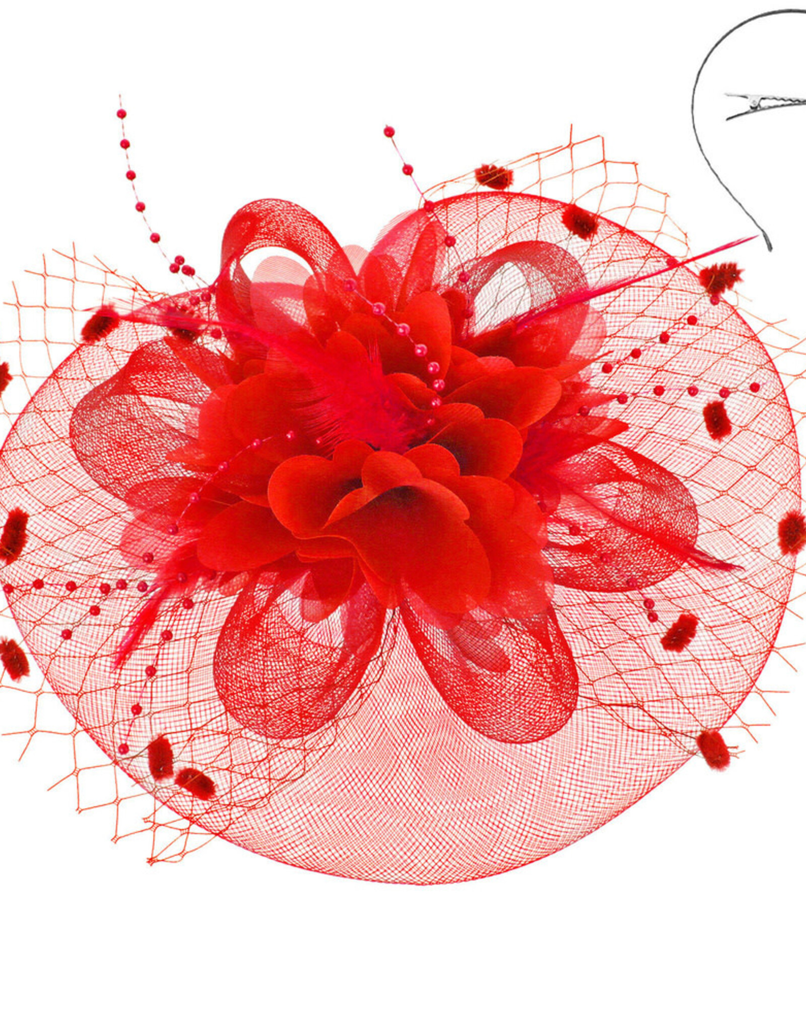 FASCINATOR-SATIN FLWR MESH VEIL