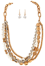 Rain Jewelry Collection NECKLACE SET-2TONE GREY BEADS/CHAIN