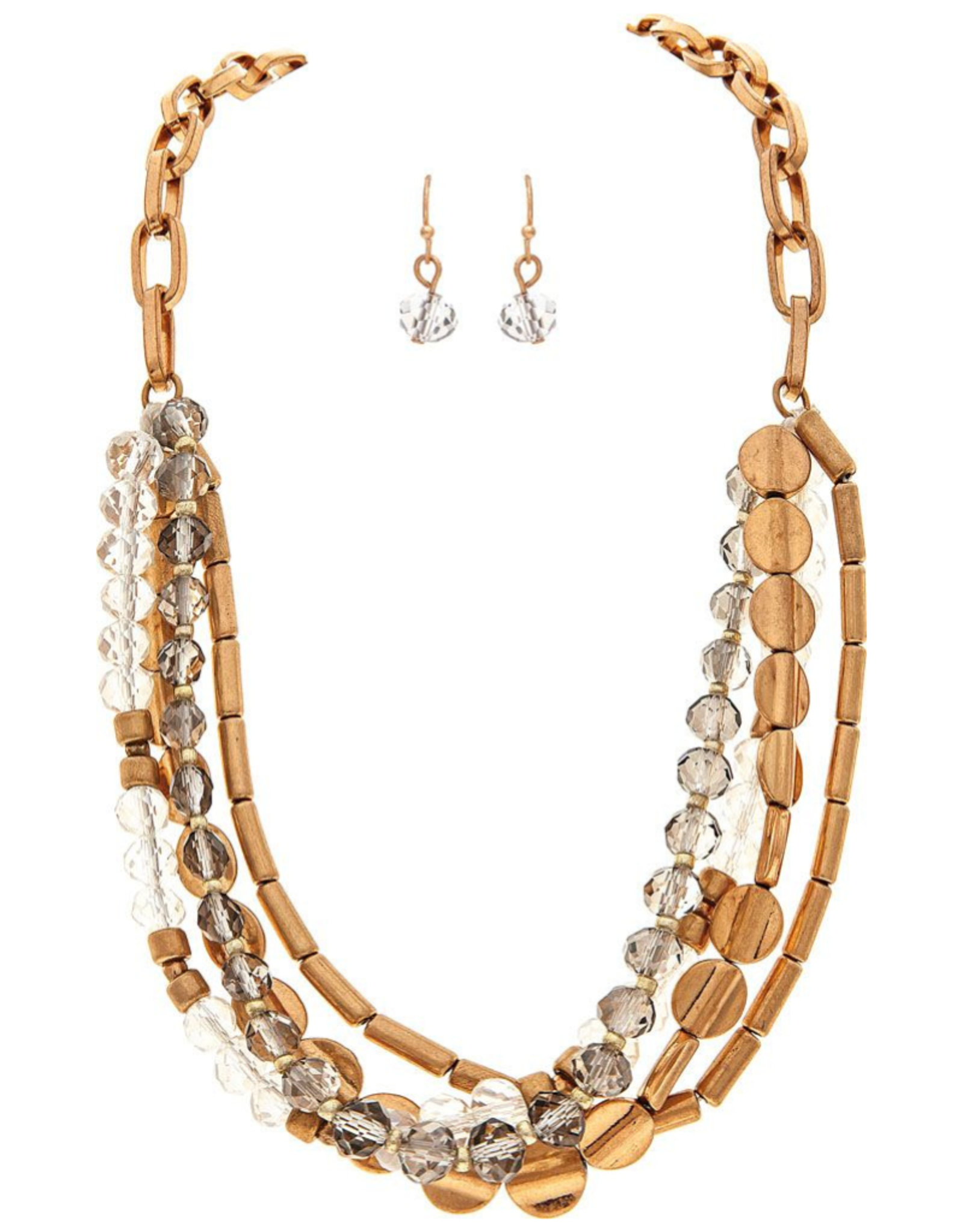 Rain Jewelry Collection NECKLACE SET-2TONE GREY BEADS/CHAIN