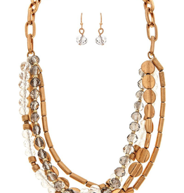 Rain Jewelry Collection NECKLACE SET-2TONE GREY BEADS/CHAIN