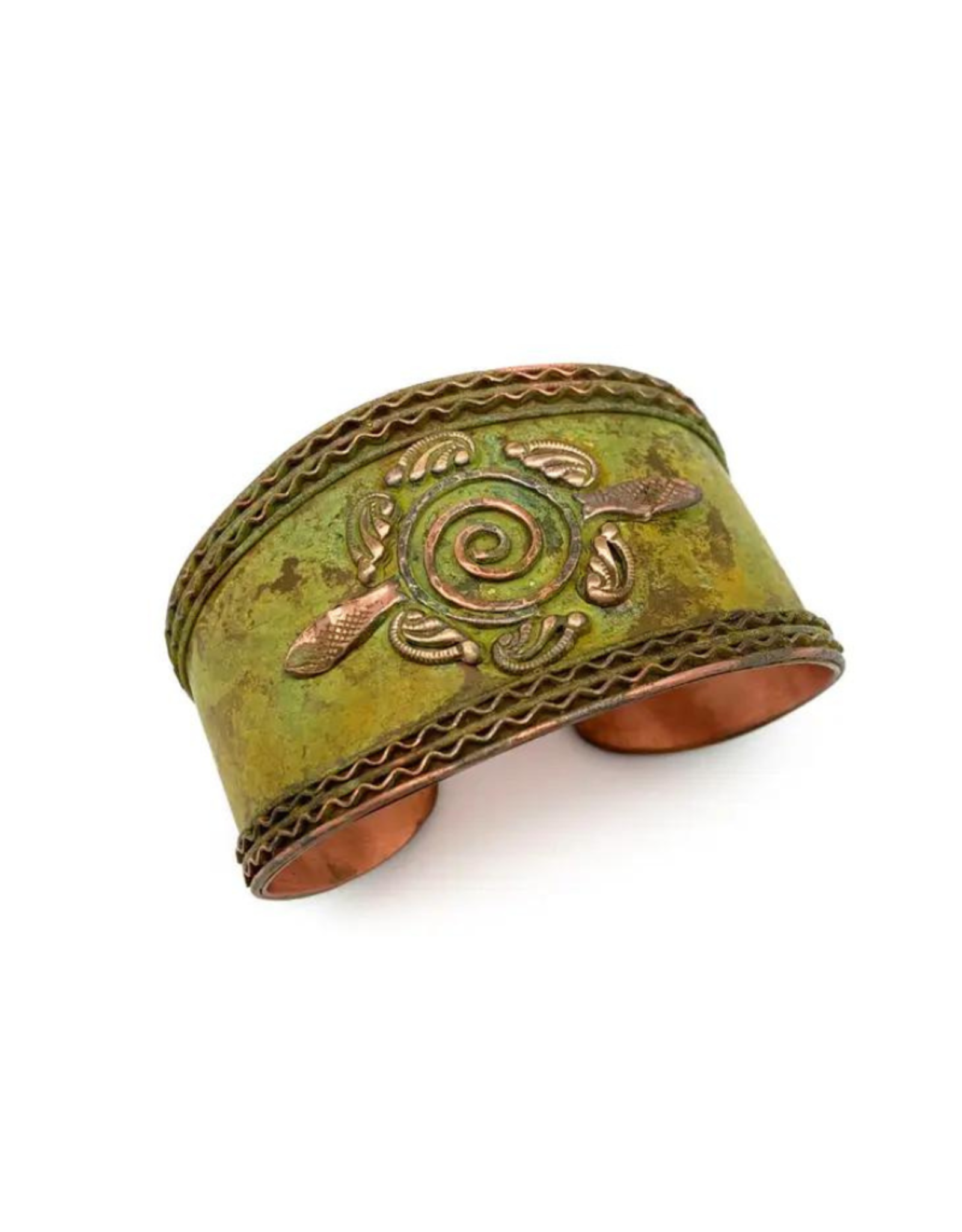 Faire/Anju Jewelry BRACELET CUFF-COPPER PATINA GRN SPIRAL