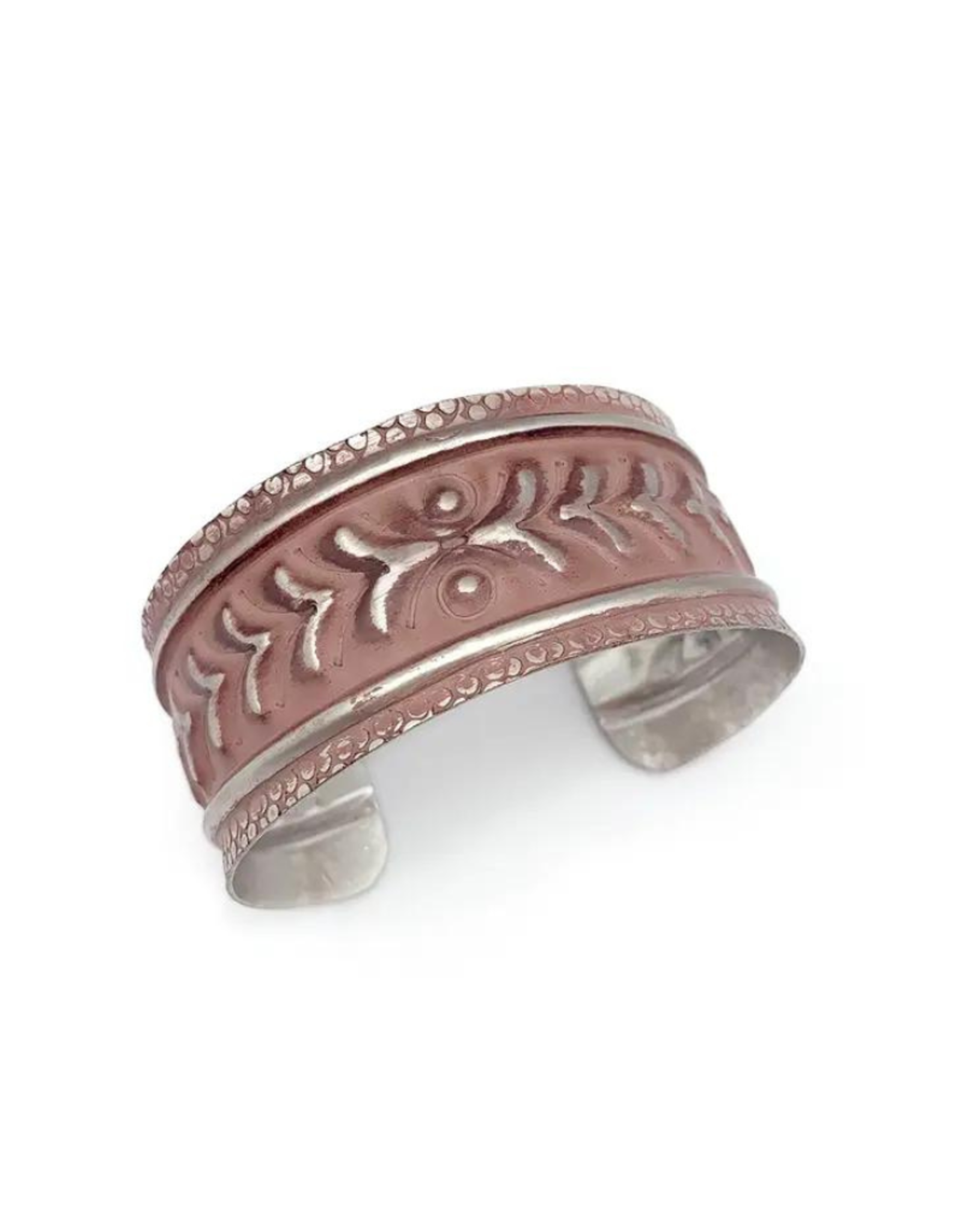 Faire/Anju Jewelry BRACELET CUFF-SILVER PATINA ROSE CHEVRONS