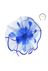 FASCINATOR-FLORAL CTR W/SATIN TRIM MESH