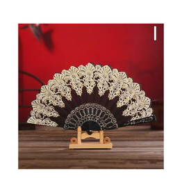 TEMU FAN-PAPER-BEAUTIFUL CHINESE-STYLE FLORAL BLK